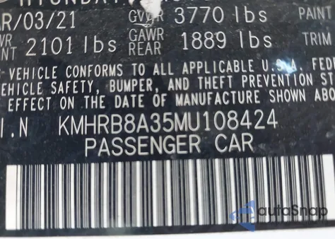 2021 Hyundai Venue Se from USA, damaged, VIN KMHRB8A35MU108424